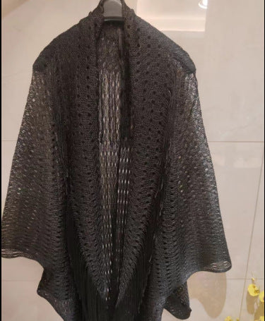 Popular Flat Towel Talma Sleeved Split Shawl Vacation Beach Cover Up Sun Protection Clothing Tassel Overclothes Bella Mia